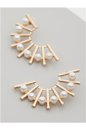 Arcus Spokes Pearl Stud Earrings