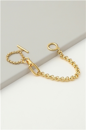 Gold Links Toggle Clasp Bracelet