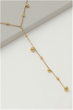 Dainty Gold Bead Lariat Necklace