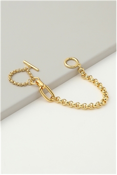 Gold Links Toggle Clasp Bracelet