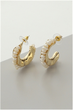 Half-Moon Pearl Bead Earrings