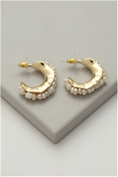 Half-Moon Pearl Bead Earrings