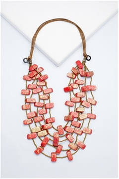 Coral Block Wood Necklace