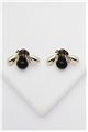 Mystic Black Crystal Bee Stud Earrings