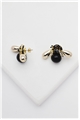 Mystic Black Crystal Bee Stud Earrings