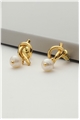 Gold Knot Pearl Drop Earrings