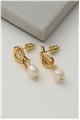 Gold Knot Pearl Drop Earrings